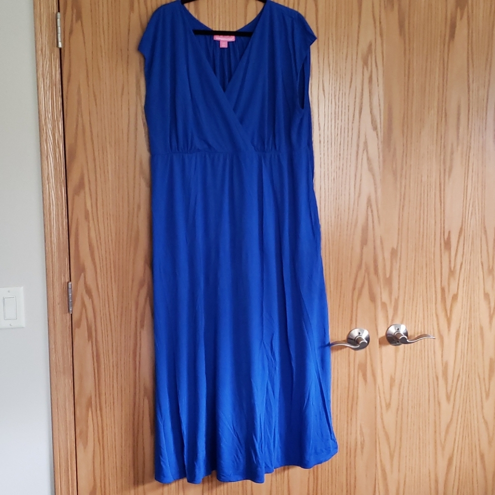 Woman Within blue dress with pockets